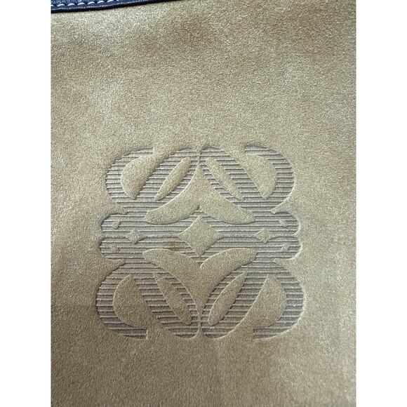 Loewe Suede Leather Crossbody Bag Brown Black Logo Embossed Shoulder Purse - Picture 6 of 9